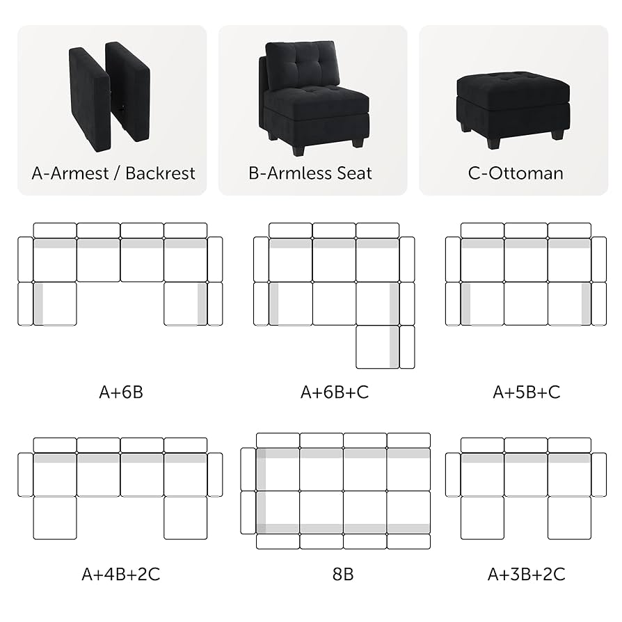 Amazon.com: HONBAY Square Ottoman Module for Velvet Modular