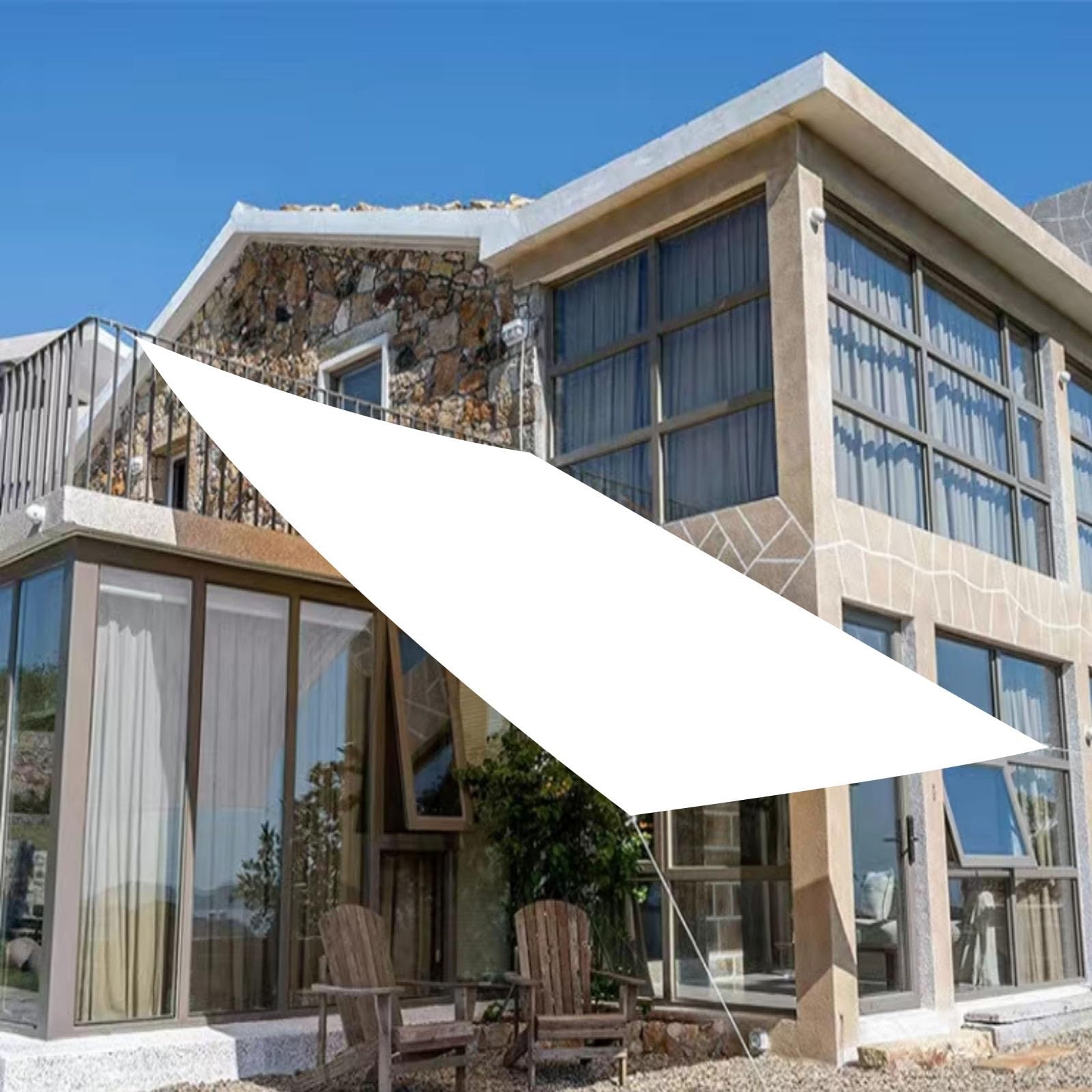 Tenda a Vela Impermeabile Rettangolare 5 x 9 m Telo Tenda da Sole a Vela, Tende da Sole con Effetto Ombreggiante Idrorepellente, Ombra, Protezione UV per Tenda Amache Picnic Spiaggia, Bianco