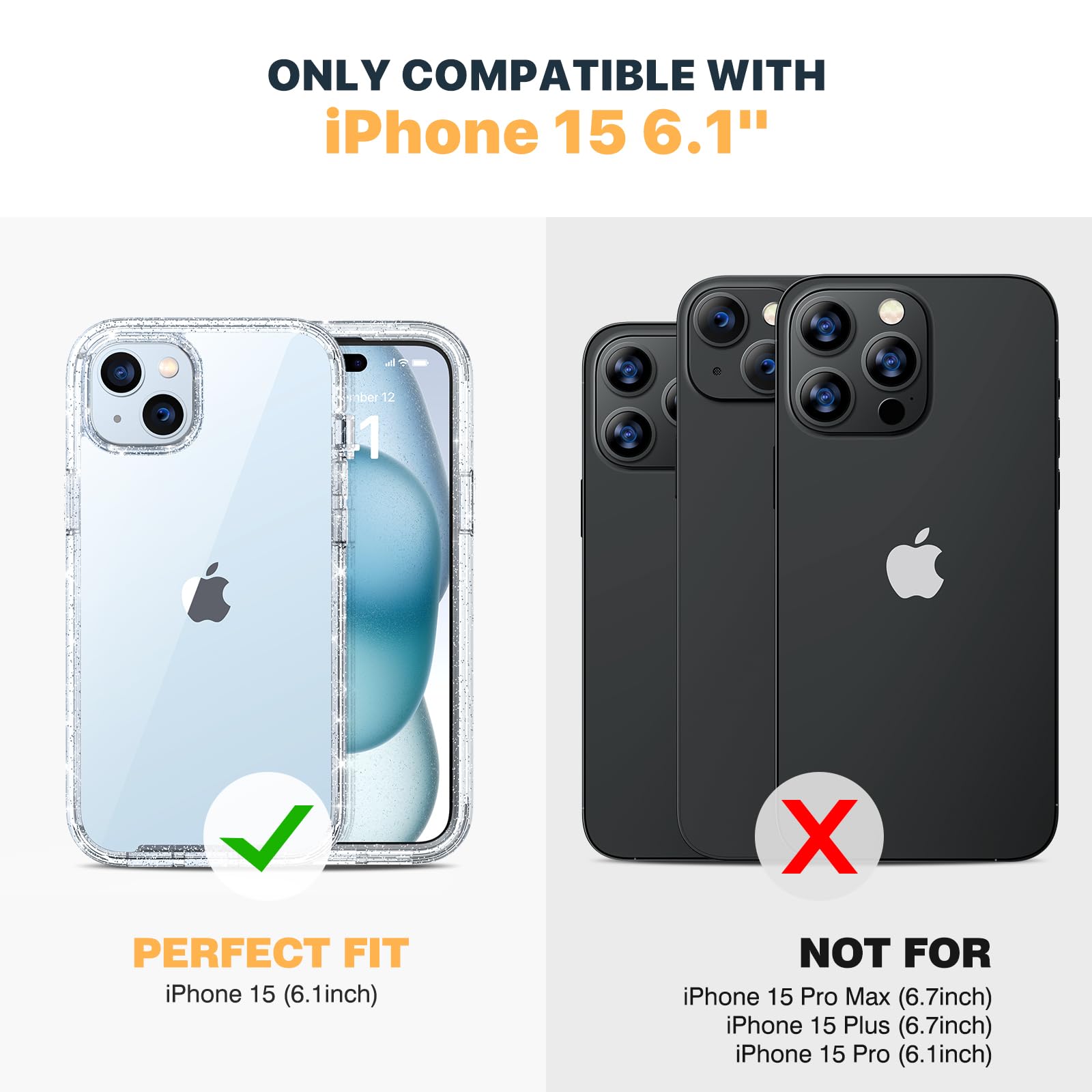 Diaclara Designed for iPhone 15 phone Case, Full Body Rugged Case with Built-in Touch Sensitive Anti-Scratch Screen Protector - Image 4