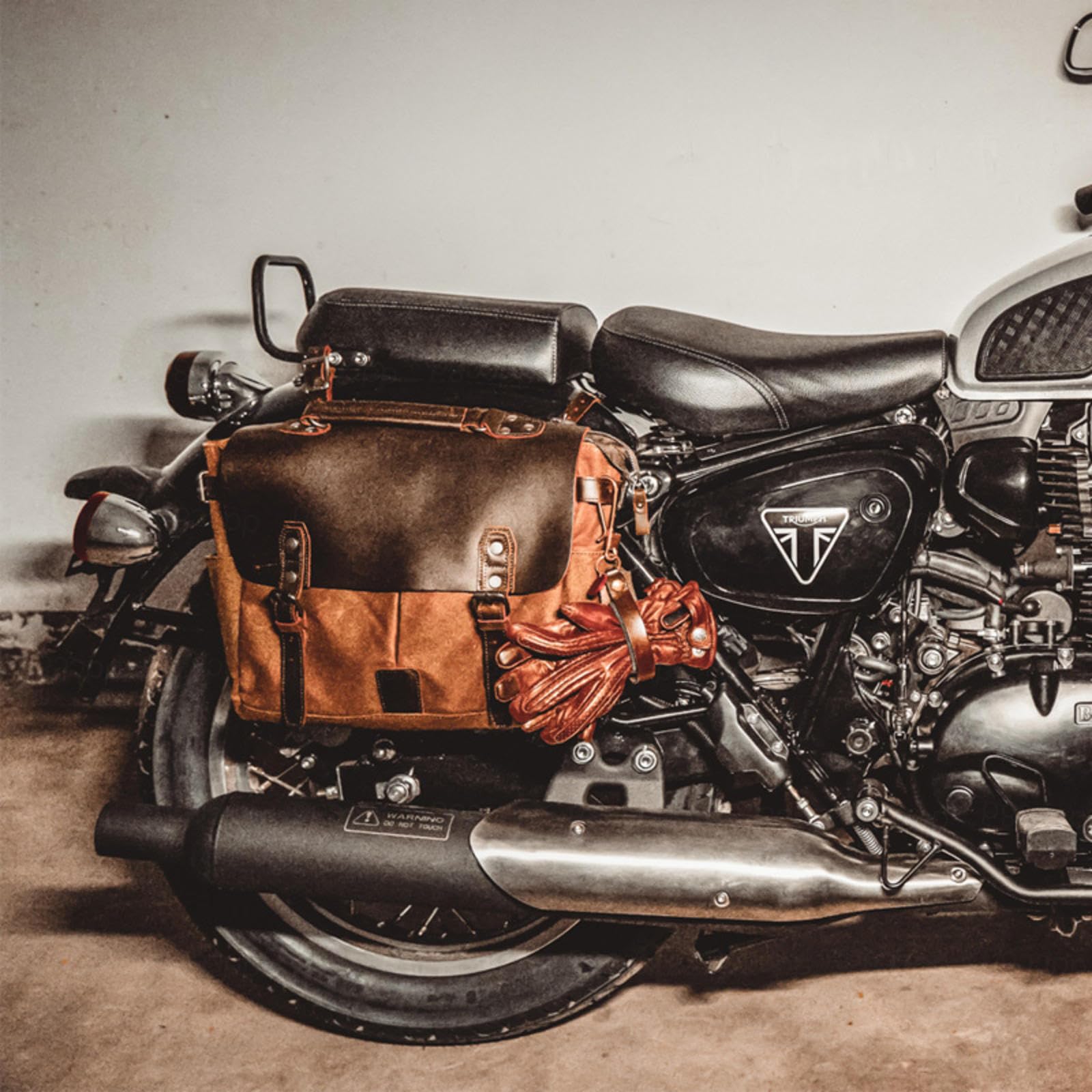 Torba na siodełko rowerowe, torba boczna motocyklowa, wielofunkcyjna wodoodporna płócienna torba motocyklowa (1 torba) 36 x 27 x 12,6 cm (khaki)