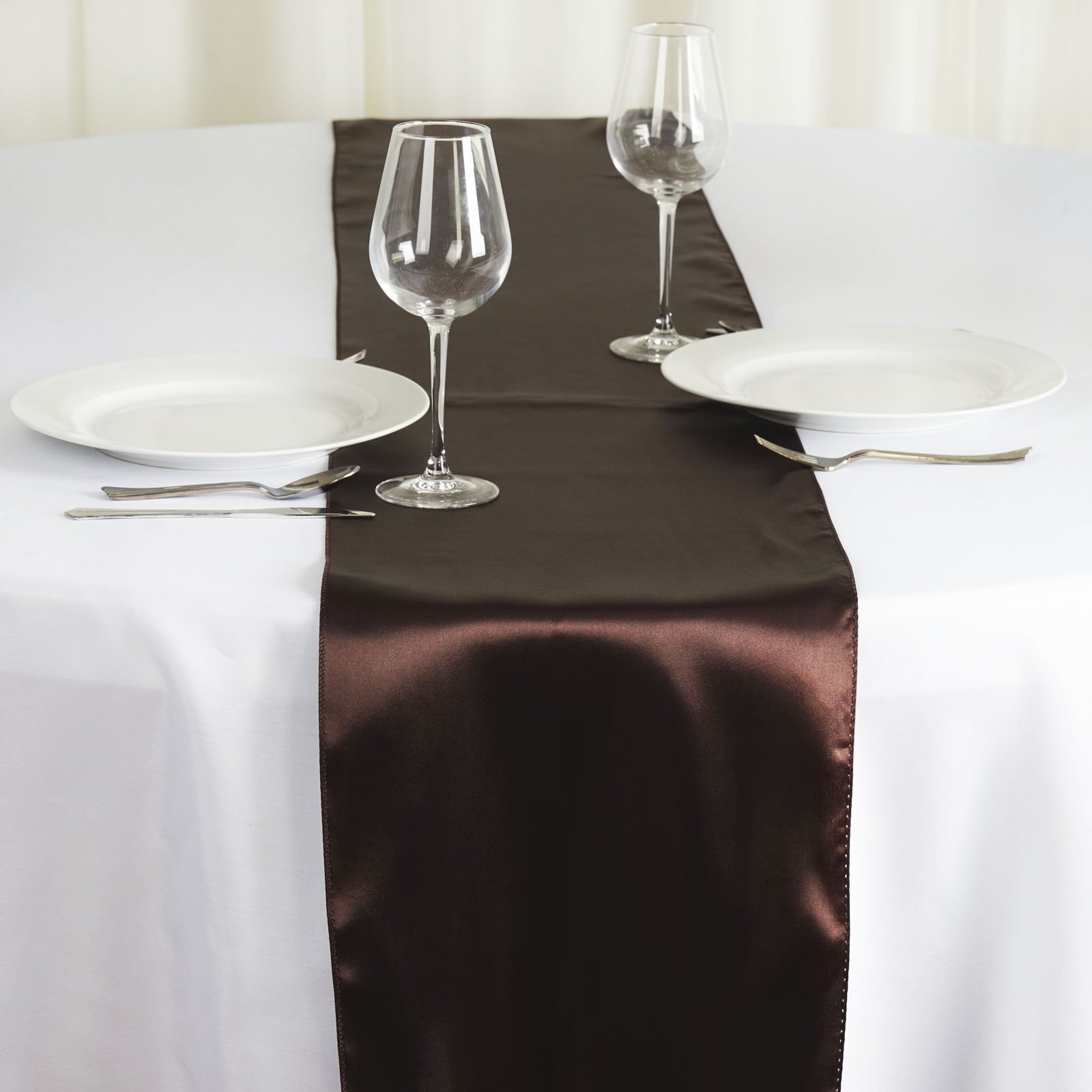 Paquete De 12 Caminos De Mesa De Satén Marrón Horbaunal - 12x108 Pulgadas, Para Bodas, Cumpleaños Y Banquetes