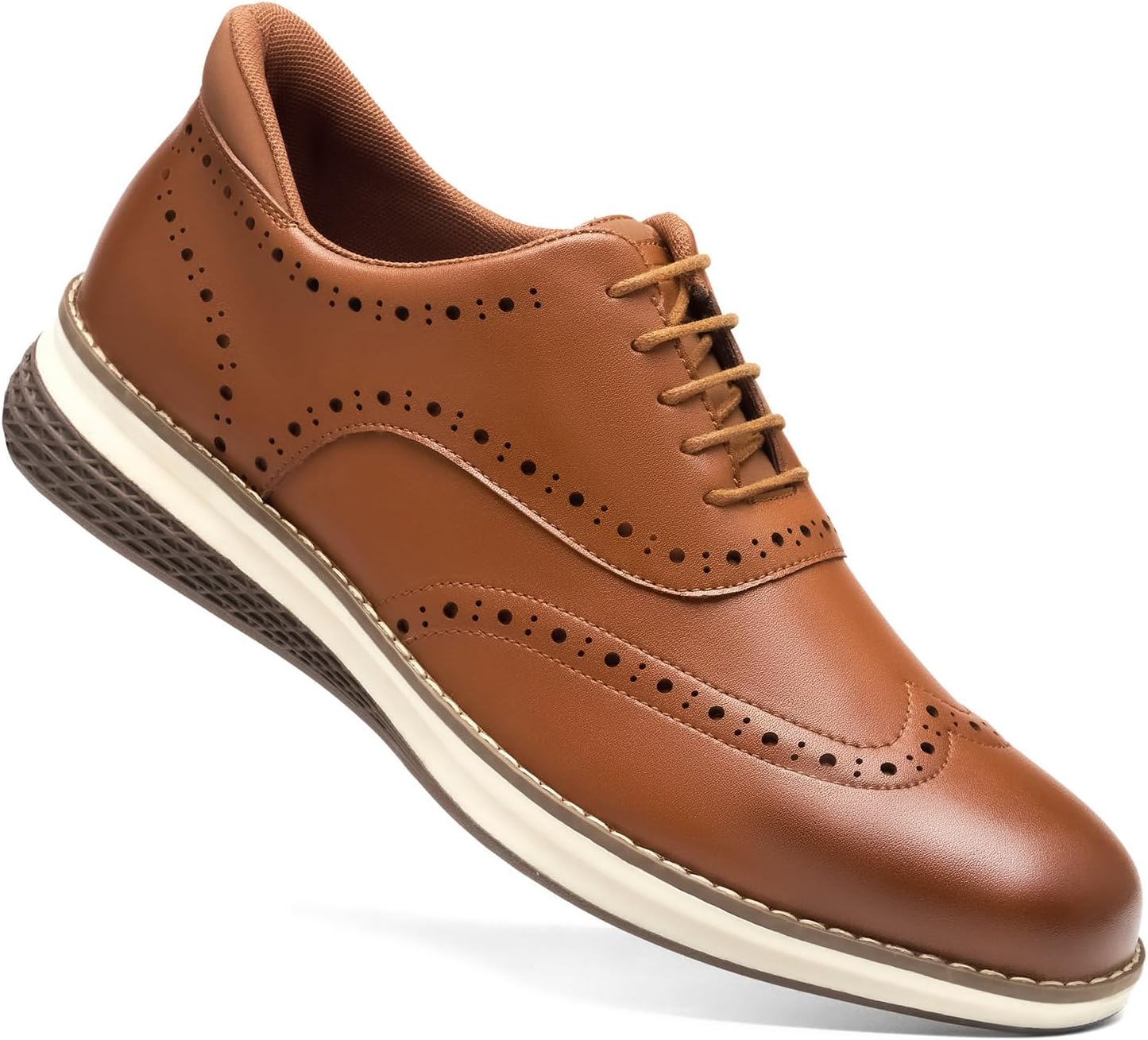 HEEZ Men's Dress Sneakers, Casual Dress Shoes for Men Comfortable, Wingtip Business Formal Oxfords Shoes for Office Work Wedding Travel Daily