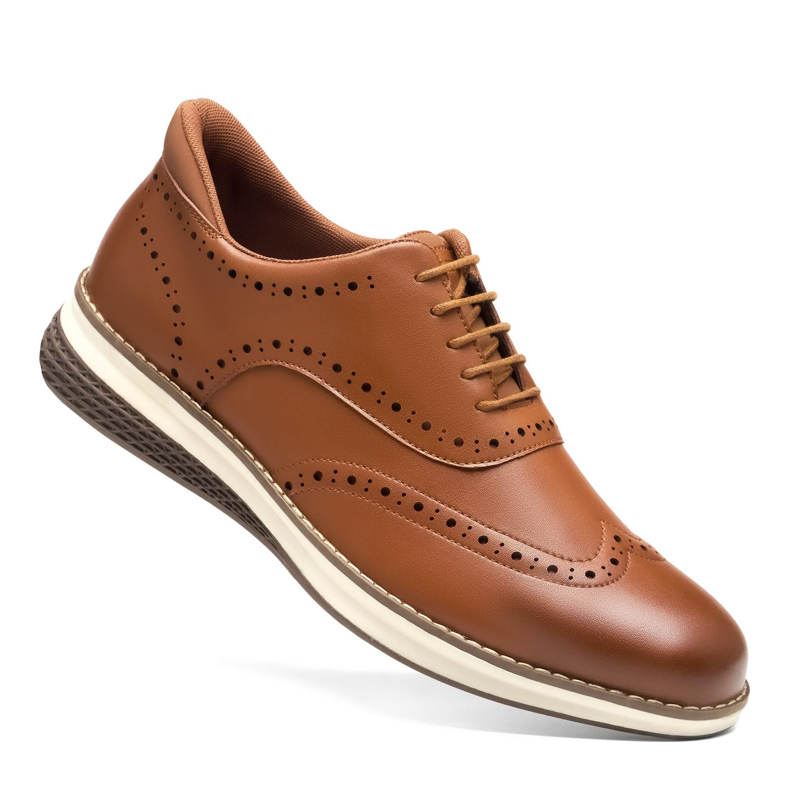 HEEZ Men's Dress Sneakers, Casual Dress Shoes for Men Comfortable, Wingtip Business Formal Oxfords Shoes for Office Work Wedding Travel Daily