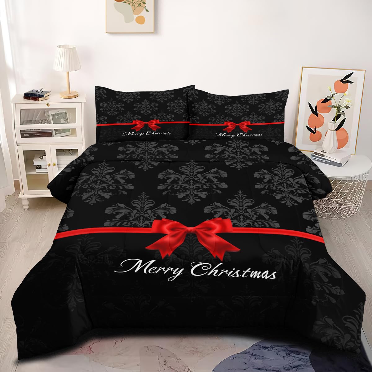 amazon-ccoutuechen-black-christmas-comforter-set-queen-size