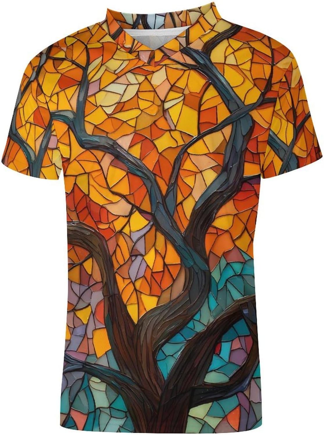 Tree Branches Leaves Stained Glass Personalized Soccer Jersey Mens T-Shirts Sports Tops
