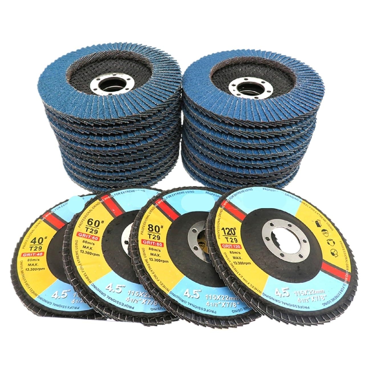Schleifscheiben 10 Stück Fächerscheiben 115 mm Schleifen 4,5 Zoll 40/60/80/120 Körnung Schleifscheiben Klingen