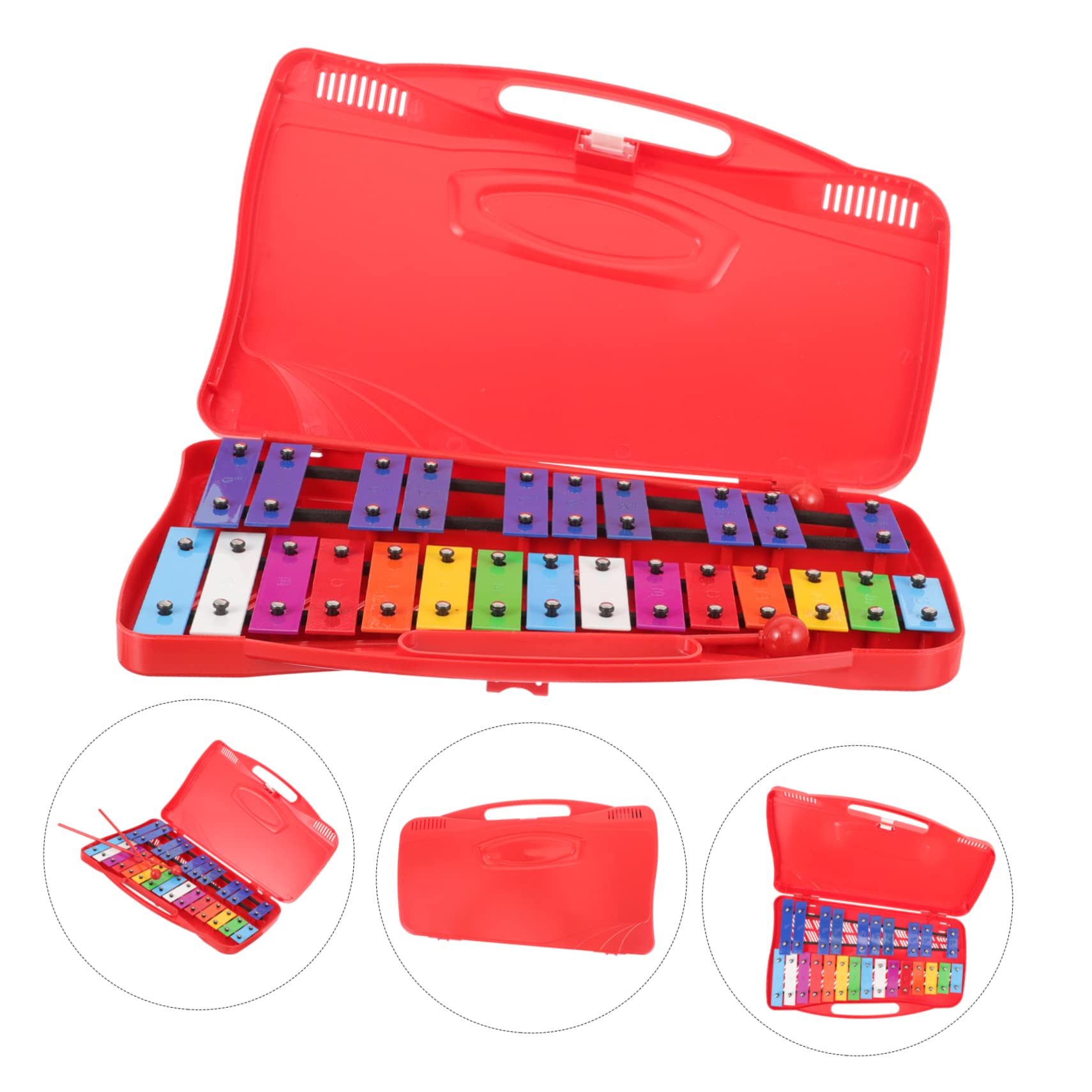 ifundom Xilófono para Niños 25 Tonos, Instrumento de Percusión Seguro Rebabas, Hecho de Plástico y Hierro Adecuado para Aprendizaje Preescolar y Desarrollo Musical