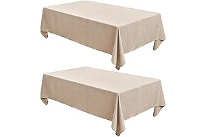 Premium Quality Faux Linen Beige Tablecloth (54 x 78 Inches)