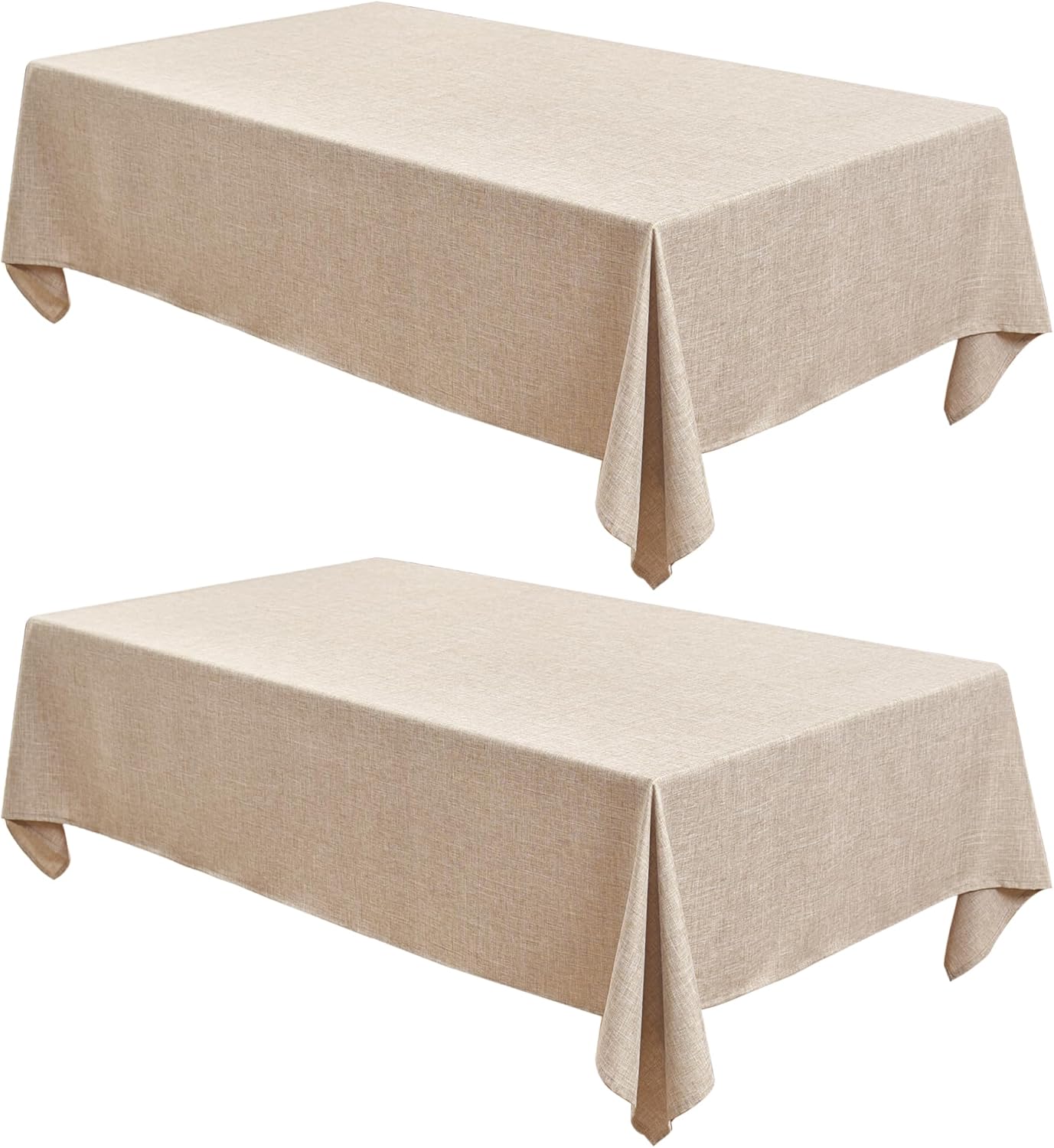 Fitable Faux Linen Beige Tablecloths 2 Pack, Faux Burlap