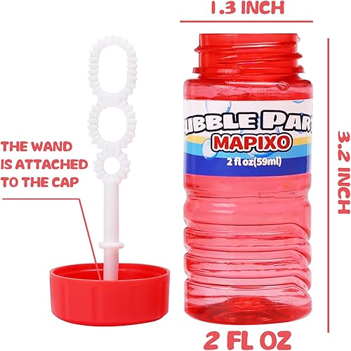 Miniatura 2 de Paquete de 16 burbujas para recuerdos de fiesta de niños, botella de burbujas con varita unida a la tapa, juego de burbujas de 8 colores a granel