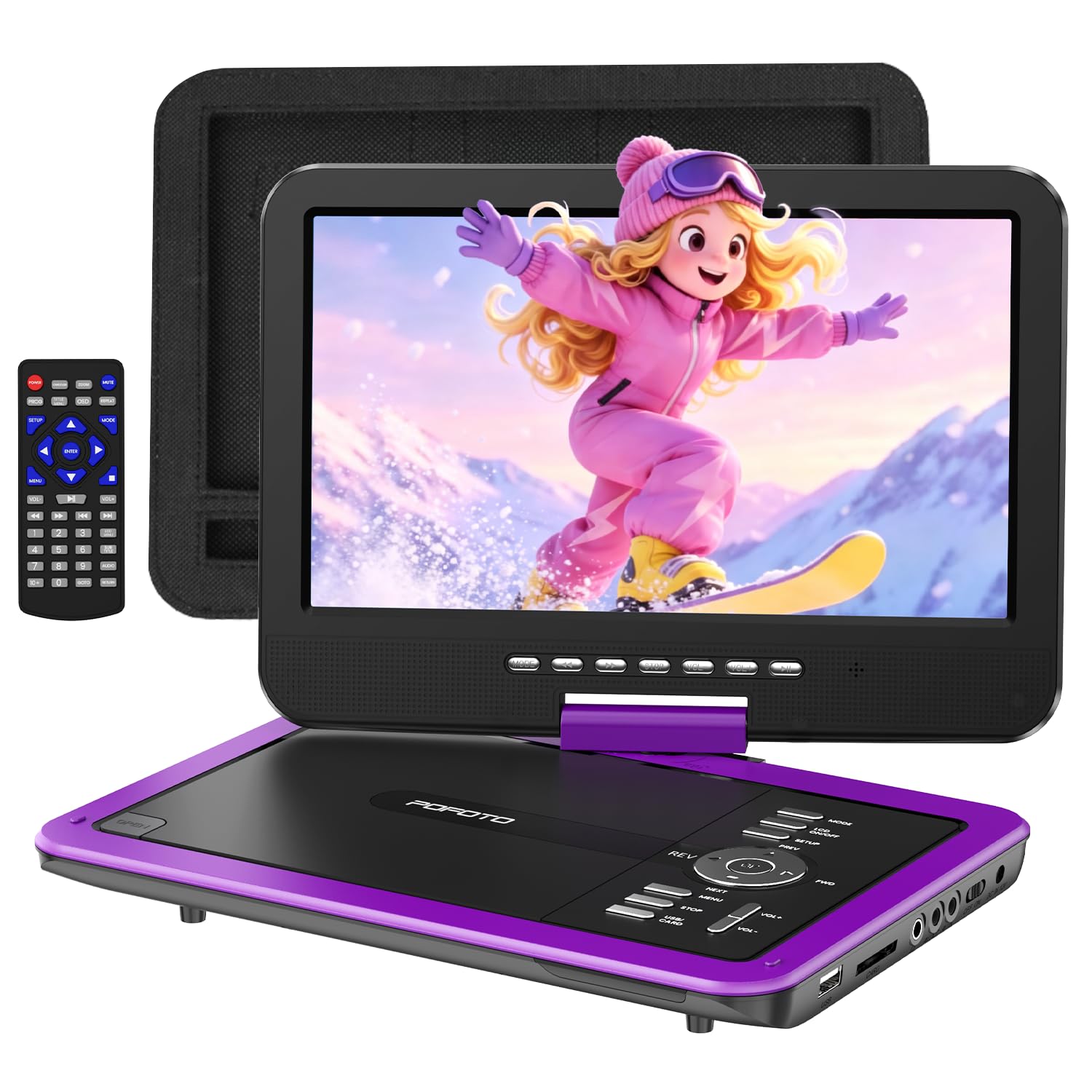 POFOTO 12.5 inch Portable DVD Player Purple
