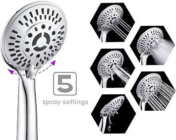 BRIGHT SHOWERS Stainless Steel Grab Bar Set with High Output Shower Filter for Hard Water, Chrome