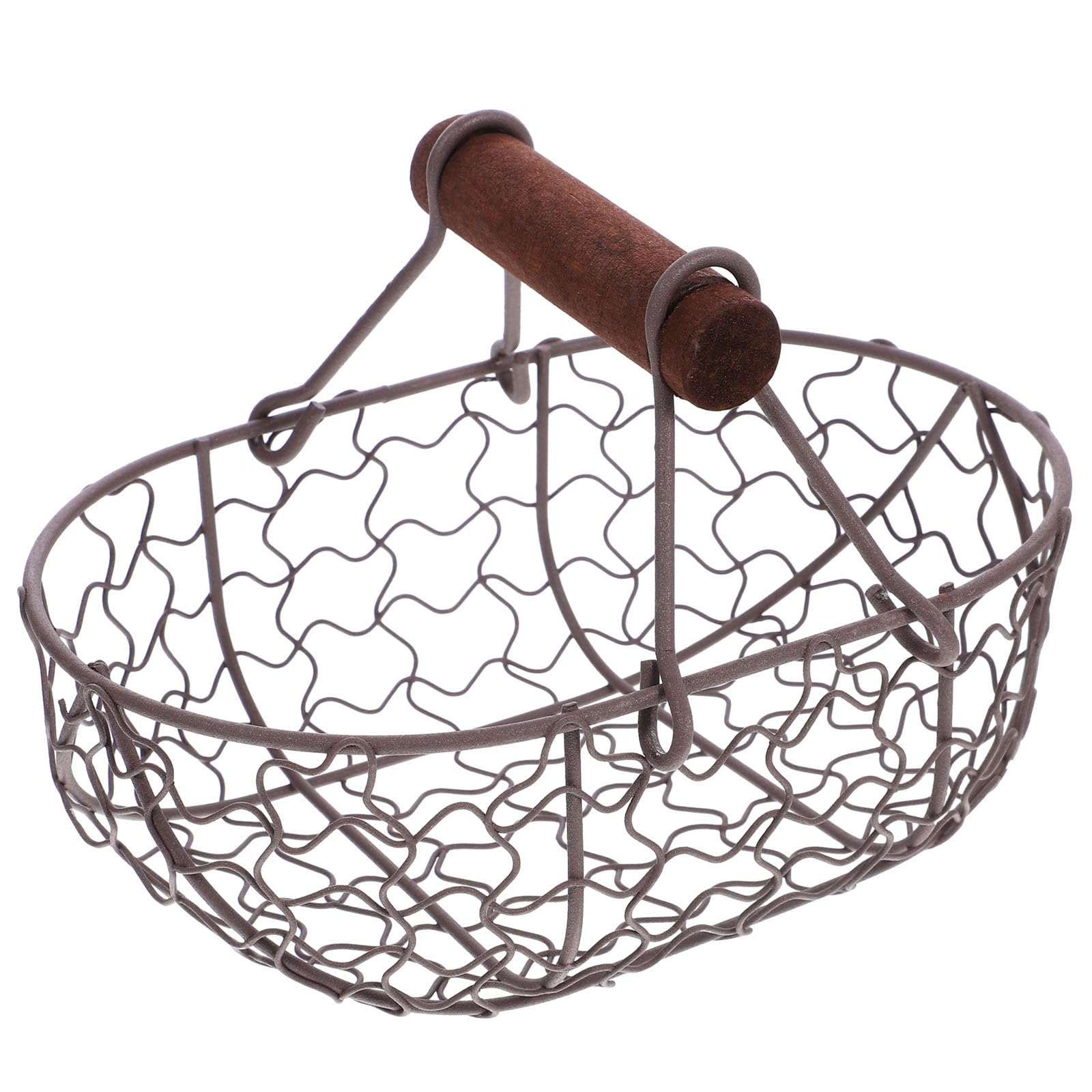 Farmhouse Wire Egg Basket for Gathering Fresh Eggs with Handle, Metal Egg Collecting Basket for Fresh Chicken Egg Basket Vintage Style