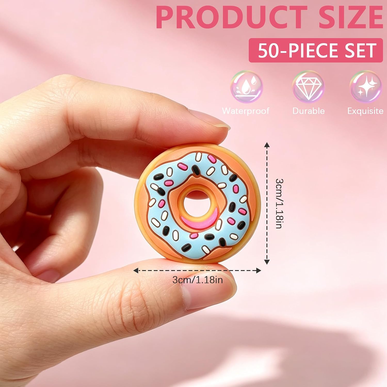 50 Pcs Cute Cartoon Shoe Charms for Girls & Women, Kawaii Joyful Pink Summer Shoe Decorations Charms for Clog Accessories Pins, Happy Holiday Vibes Sandal Accessories, Party Favors & Gift