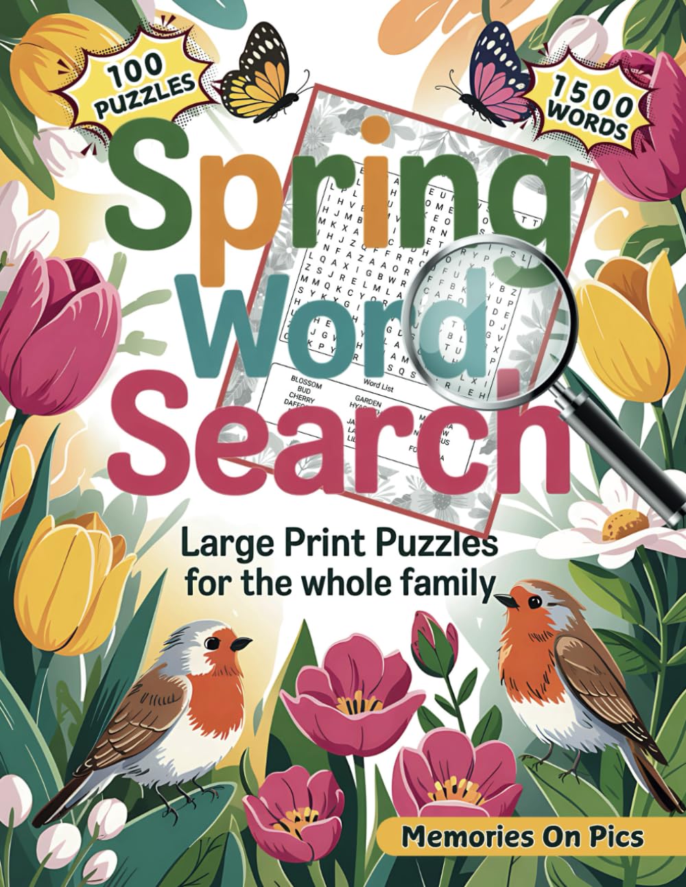 Spring Word Search: Large Print Puzzles for the Whole Family with 1,500 Words