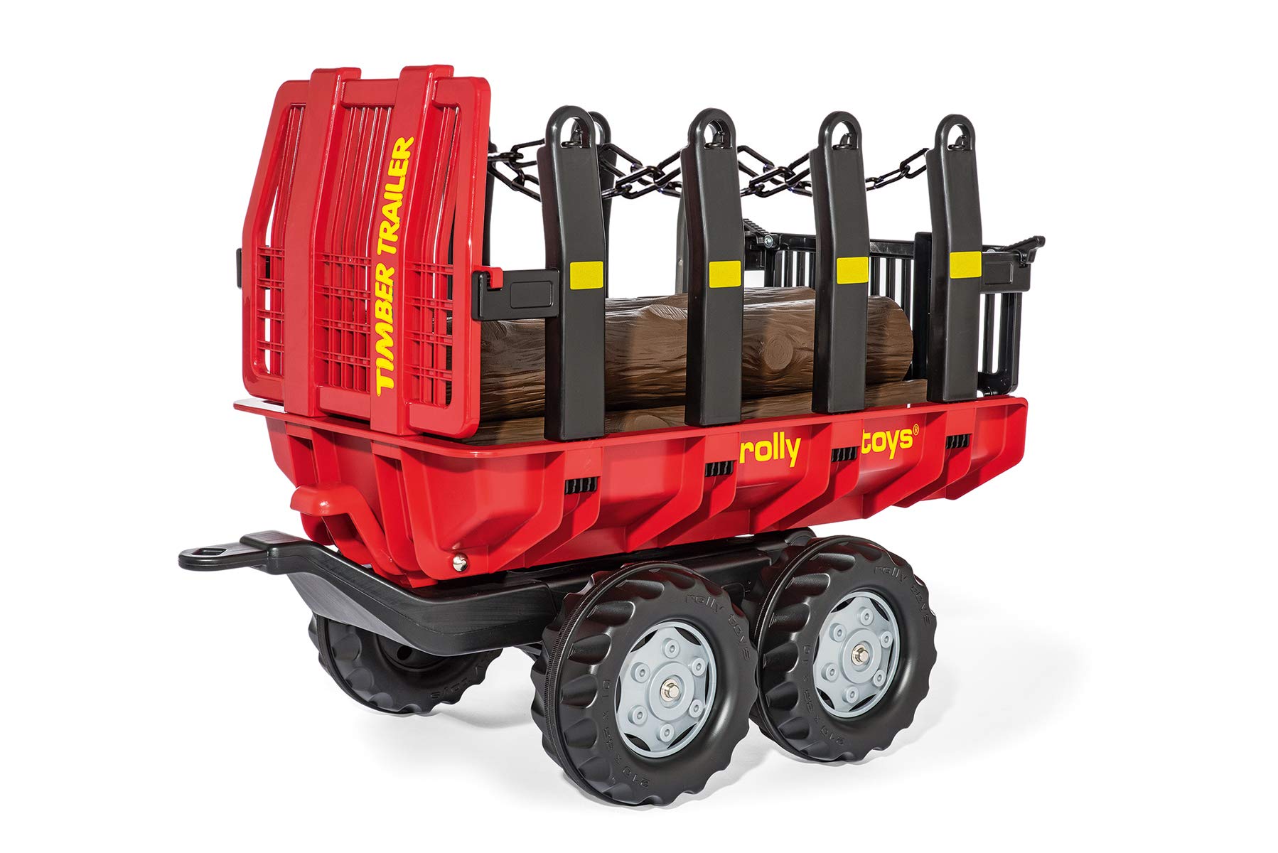 Rolly Toys RollyTimber 123254 - Trailer per Bambini da 3 a 10 Anni, con Tronchi in plastica, Funzione Ribaltabile, Colore: Rosso/Nero