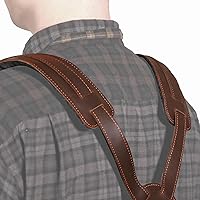 Vista 4 de Tourbon - Cinturón de herramientas de carpintero de cuero con tirantes para hombre, acolchado resistente, arnés de trabajo para electricista, combo