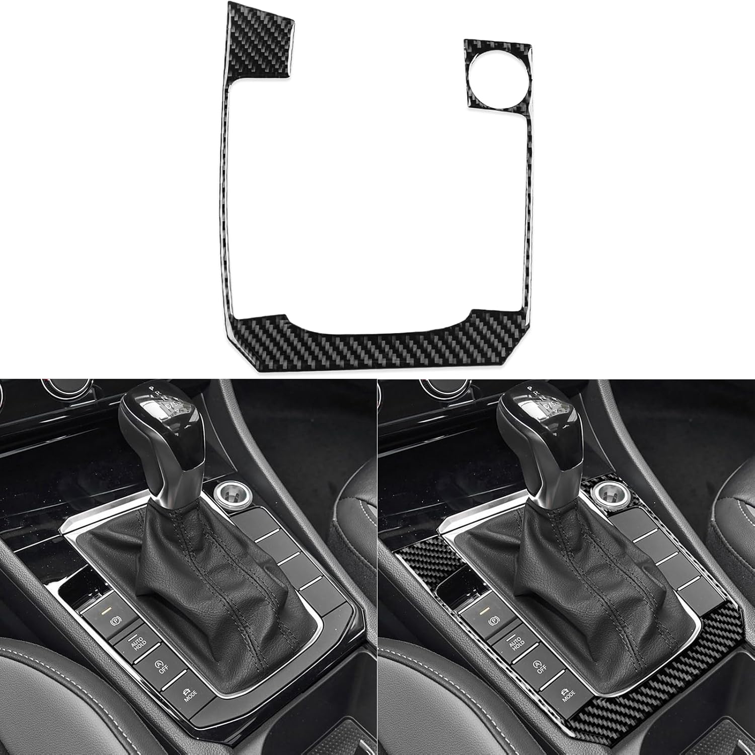Durable Carbon Fiber Compatible with Volkswagen VW Jetta A7 2019-2025 2020 2021 2022 2023 2024 Accessories Car Gear Shift Control Anti-Scratch Panel Cover Interior Trim Sticker Decal Black -A