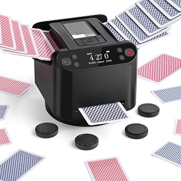 Automatic Card Shuffler & Dealer 360 Rotating 1-2 Decks 4 Remotes