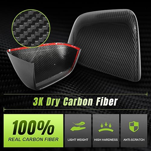 Miniatura 2 de Cubierta de espejo lateral Tesla modelo Y, 2 piezas, cubierta de espejo retrovisor de fibra de carbono real para 2017-2023 Tesla Model Y Tapa de