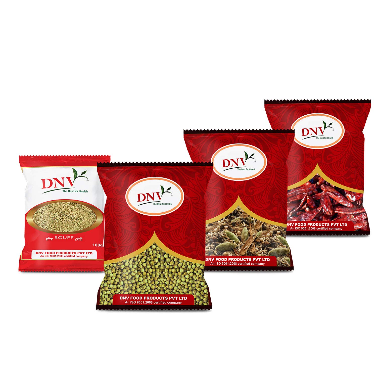 DNV Fresh Whole Mix Spices Combo Pack 350gm (Dhaniya 100gm, Saunf 100gm, Garam Masala Whole 50gm & Dry Red Chilli 100gm)