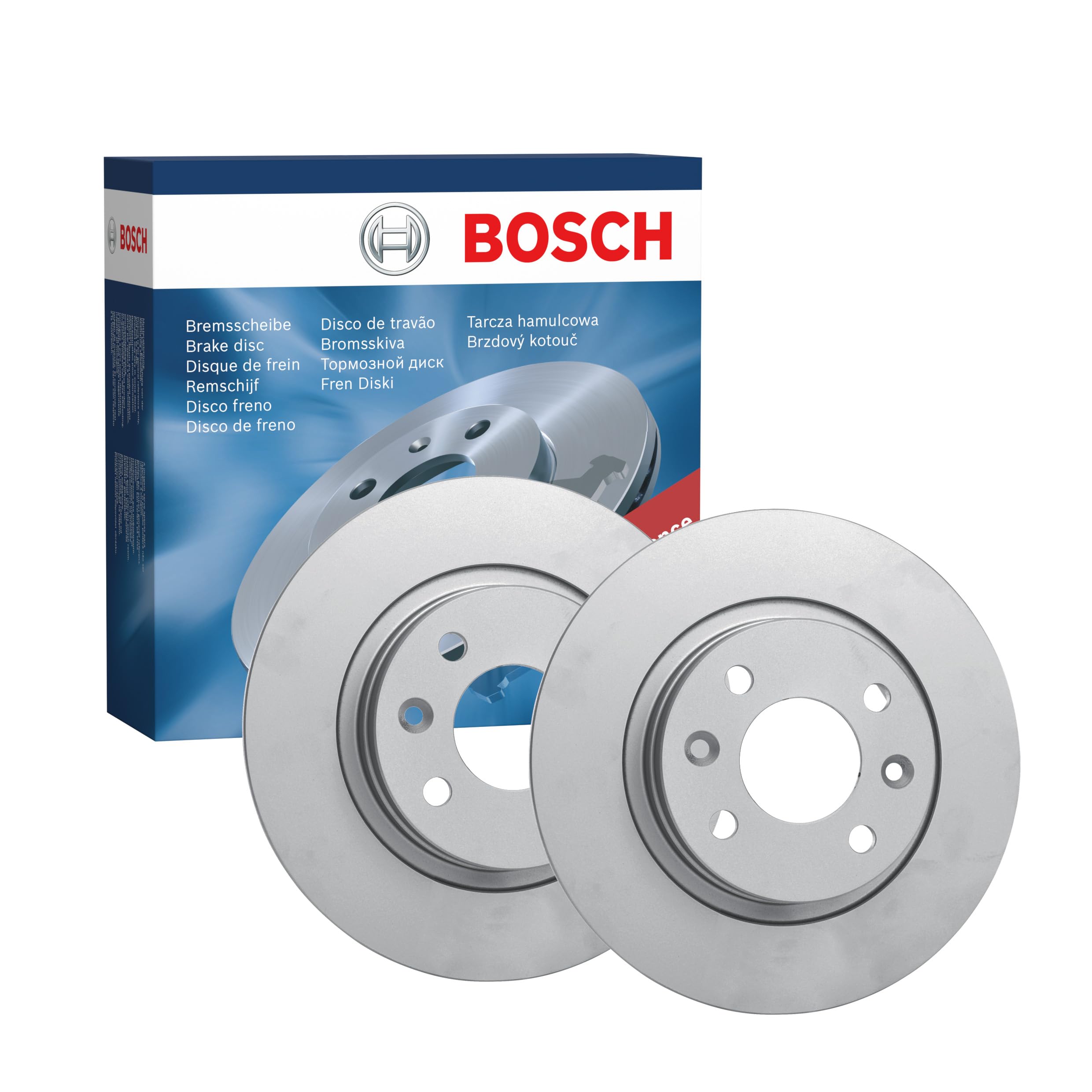 Jeu de disques de frein Bosch BD2080 - Disques ventilés 259 mm haute teneur carbone - Essieu avant - Excellent refroidissement et réduction du bruit, protection anticorrosion avancée - 2 disques