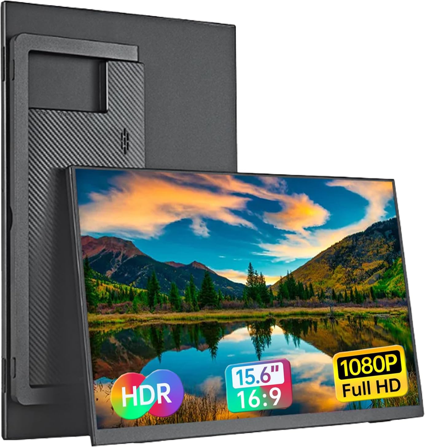 Portable Monitor, 15.6'' FHD 1080P USB-C HDMI Ultra-Slim Portable Screen Laptop Screen Extender, Portable Computer Monitor with Kickstand, Travel Monitor for Laptop PC Phone for Home