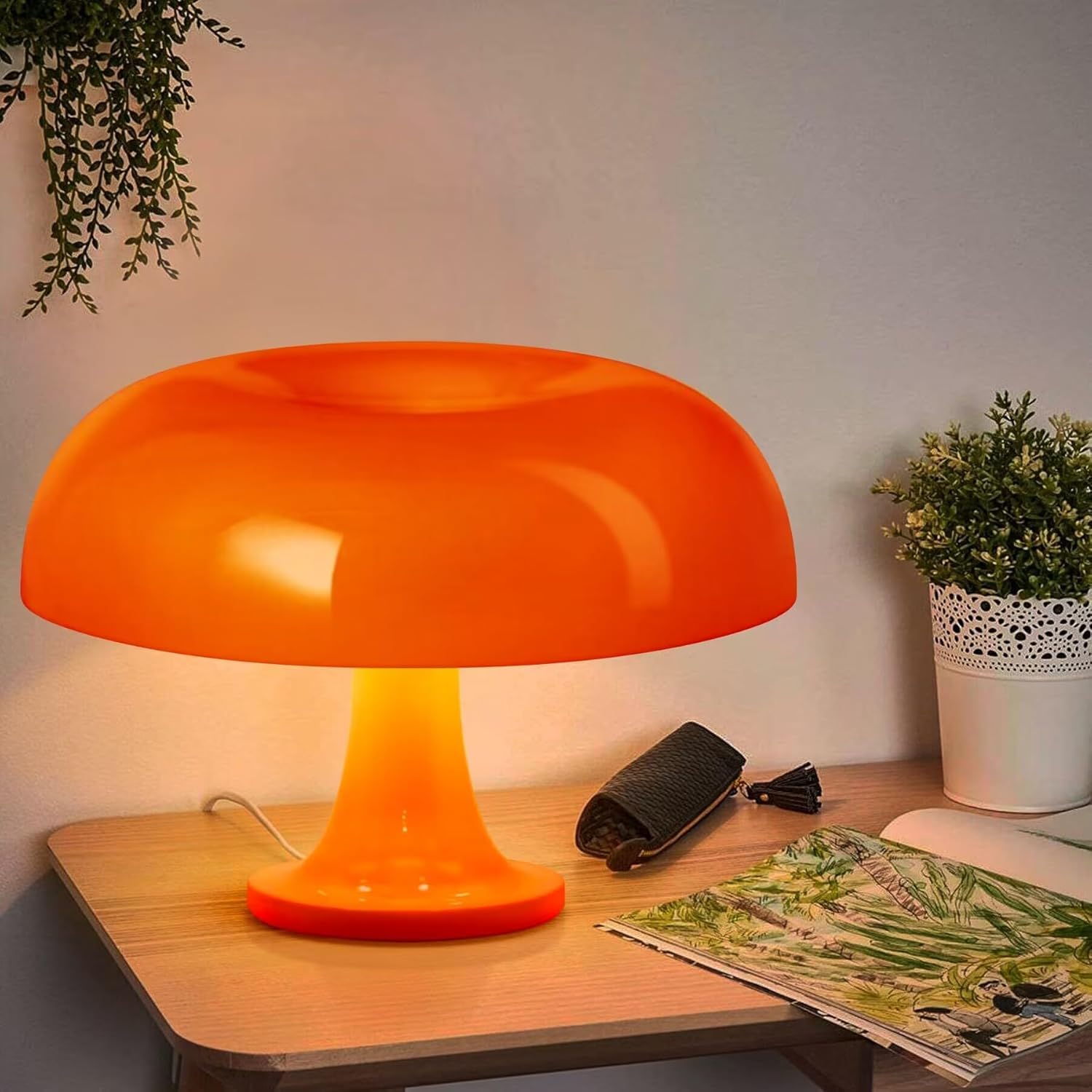 Amazon.co.jp : 25Wオレンジマッシュルームランプ、LEDレトロテーブル