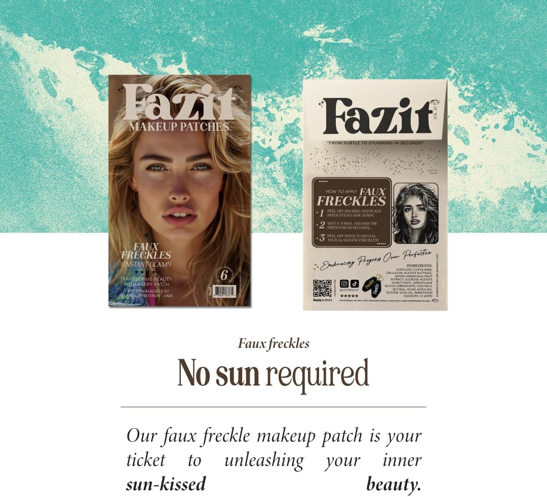 Diagram showing the dimensions of a Fazit Faux Freckles patch, 15.8 cm length and 5 cm width.