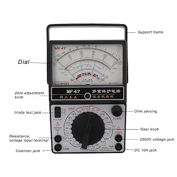 MF47 Multirange Analog Voltmeter, Internal Magnetic Pointer Type Multimeter High Accuracy Analog Multimeter Voltmeter multimeter for Industry Analog multimeters