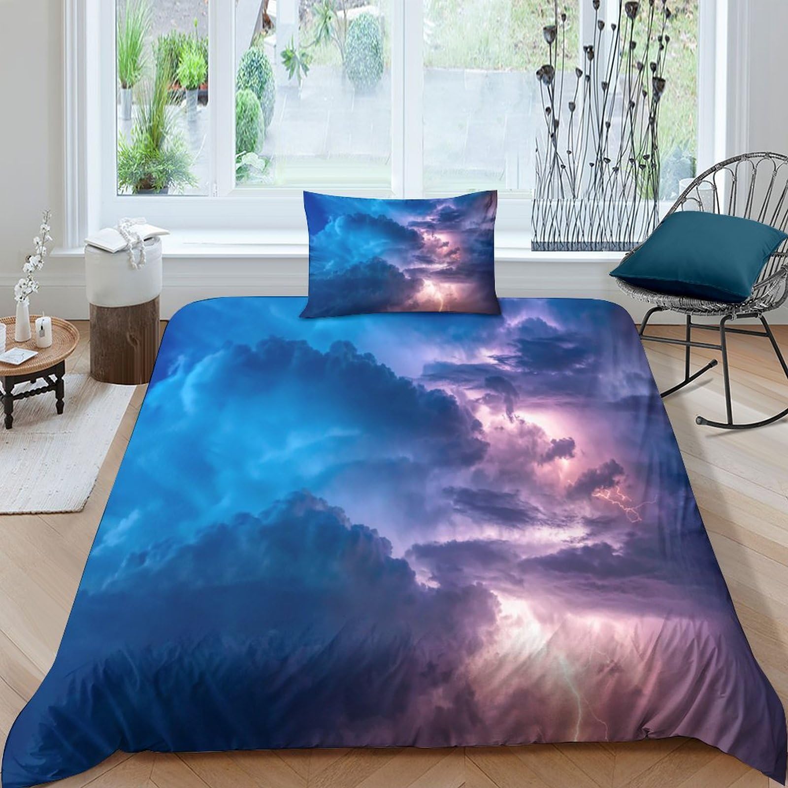 Juego de ropa de cama edredón Fantasy Sky 3D de microfibra suave single 135x200cm
