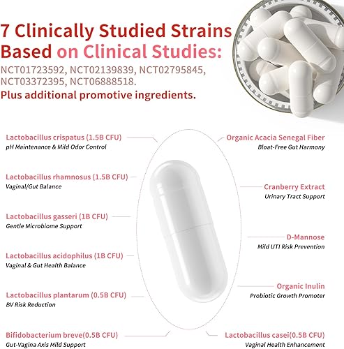 Miniatura 4 de Probióticos vaginales para mujeres con prebióticos y arándanos Suplemento diario formulado por el Dr. Formulado para el equilibrio del pH femenino,