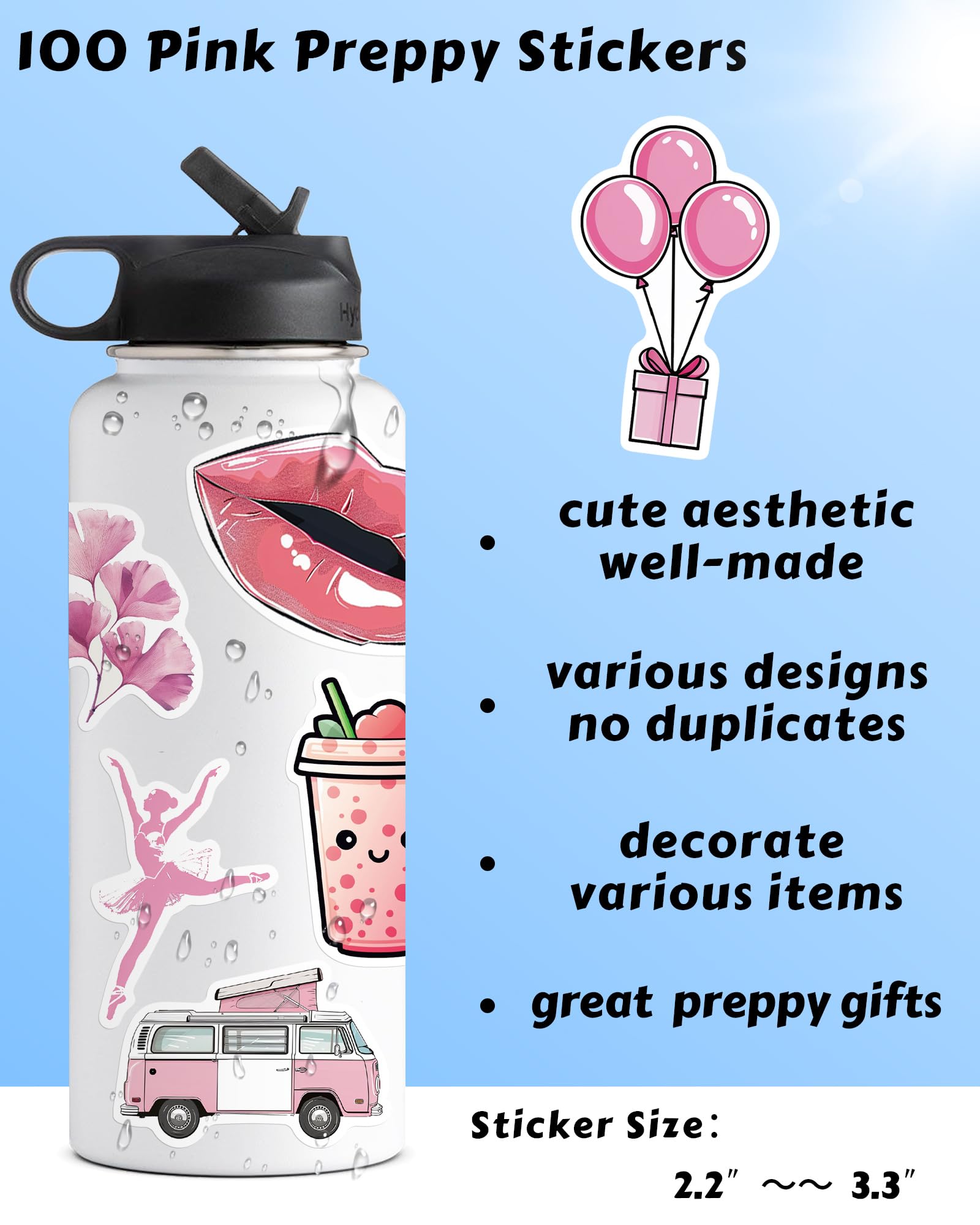 Sticker Pack Pink Hydro Flask Stickers Trendy Water Bottle Sticker