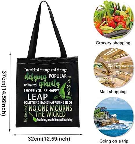 Miniatura 3 de Wickehd Broadway Bolsa de lona de regalo musical para fanáticos de Elphaba y Fiyero, bolsa de regalo para fanáticos del teatro musical Wickd