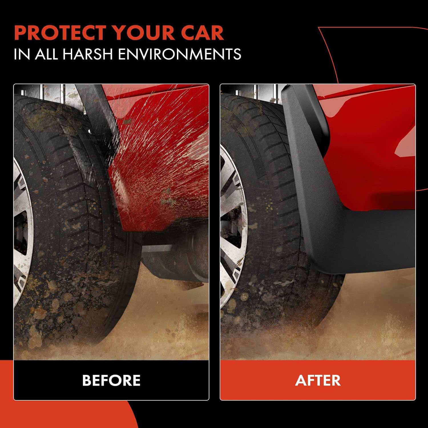 A-Premium Set of 2PCS Mud Flaps Splash Guards Mudguards Mudflaps with Hardware Kits Accessory Compatible with Ford Edge, 2009-2016, Sport Utility, Black, Front Left & Right (Driver and Passenger Side)