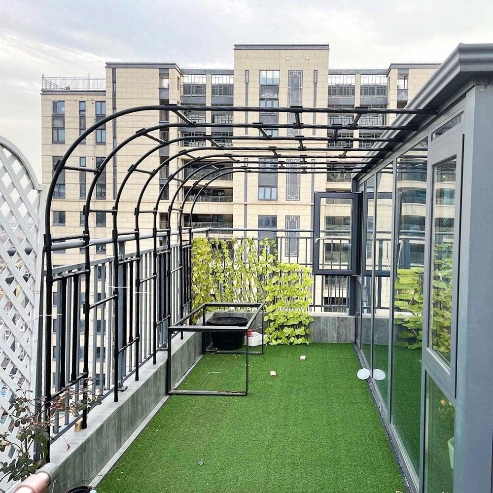 Metal Half Arch Garden Arch Trellis 60/90/120/150/180/220cm Rose Arches Arbor for Backyard Lawn Patio Courtyard Black 20mm Thicken Resin Steel Pipe(Black,LxHxW 60x240x40cm)