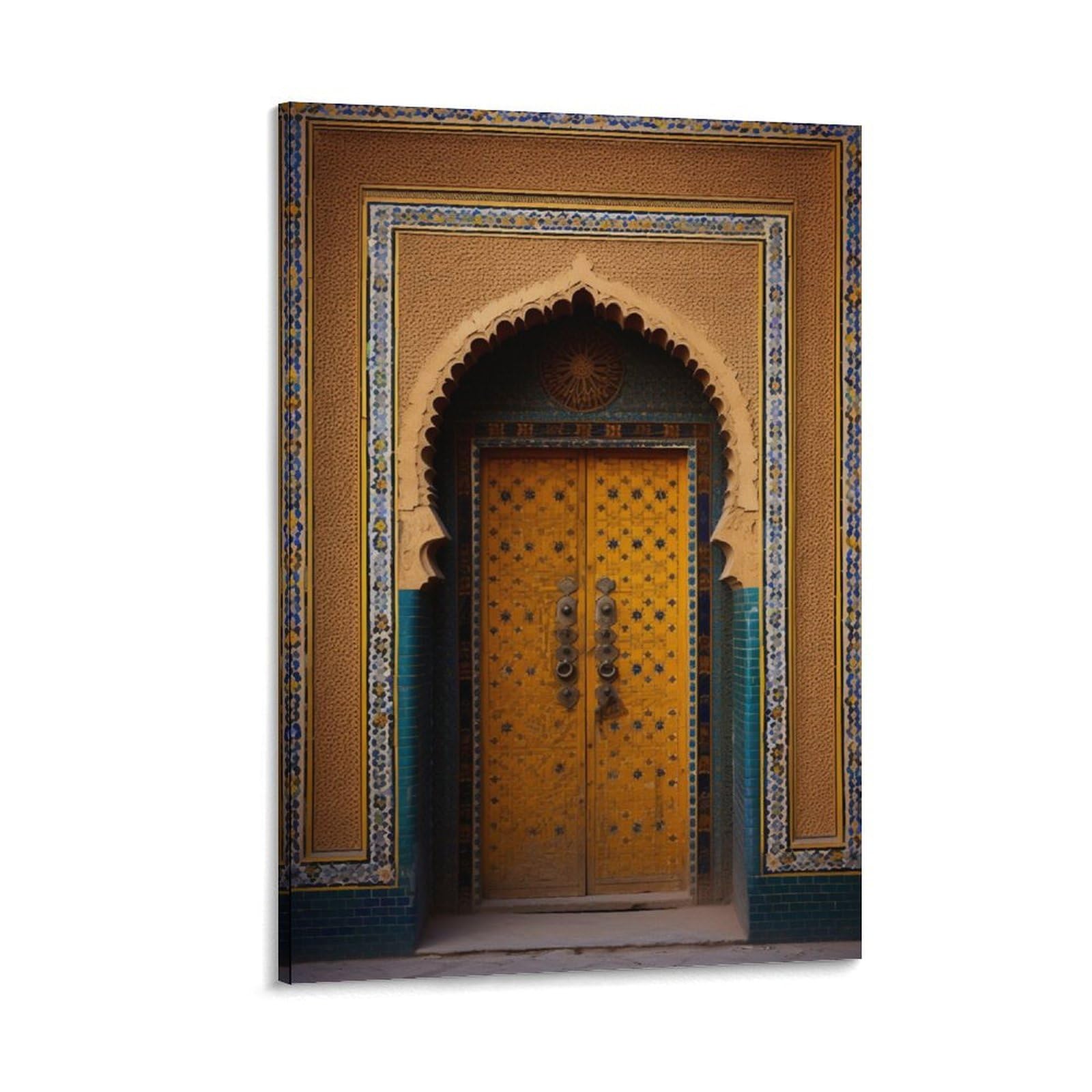FOCCAR Impression sur toile colorée de porte – Décoration murale rustique jaune antique vintage pour décoration murale d'intérieur