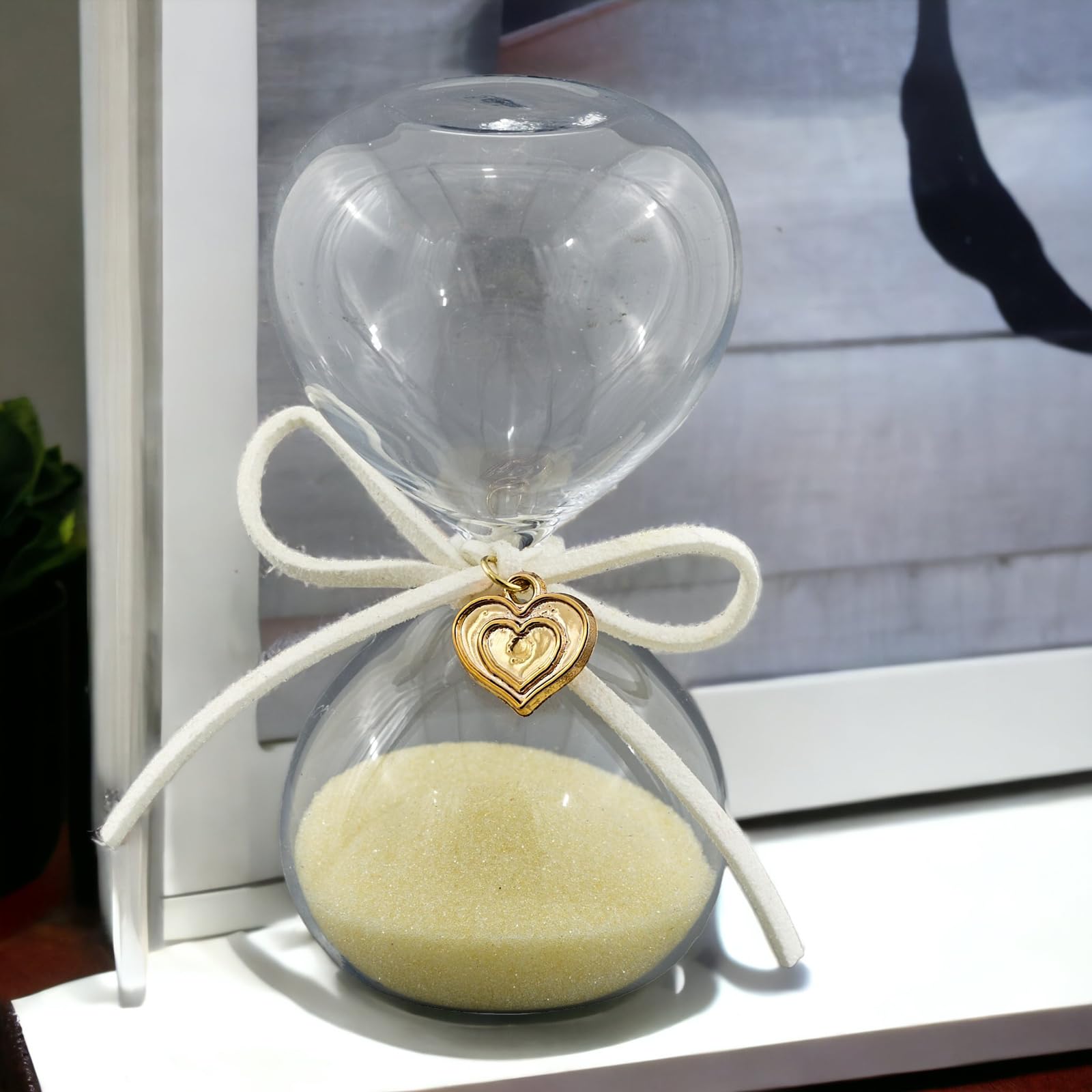 Doni Bomboniere Matrimonio 6PZ Clessidra con Sabbia Ocra Partecipazioni Utili 50 Anniversario Promessa Complete Wedding Idee Originali Economiche Eleganti Nozze Particolari al Collo Nastrino Bianco E
