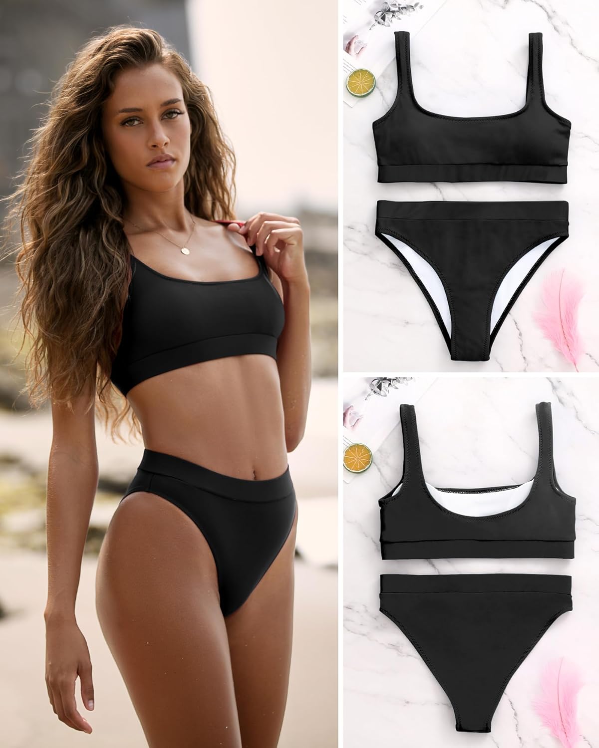 KerryKreey Two Piece Swimsuit for Women Push Up Bikini Top Tummy Control Bathing Suit High Cut Mid Rise Sporty Swimwear Teens - Image 7