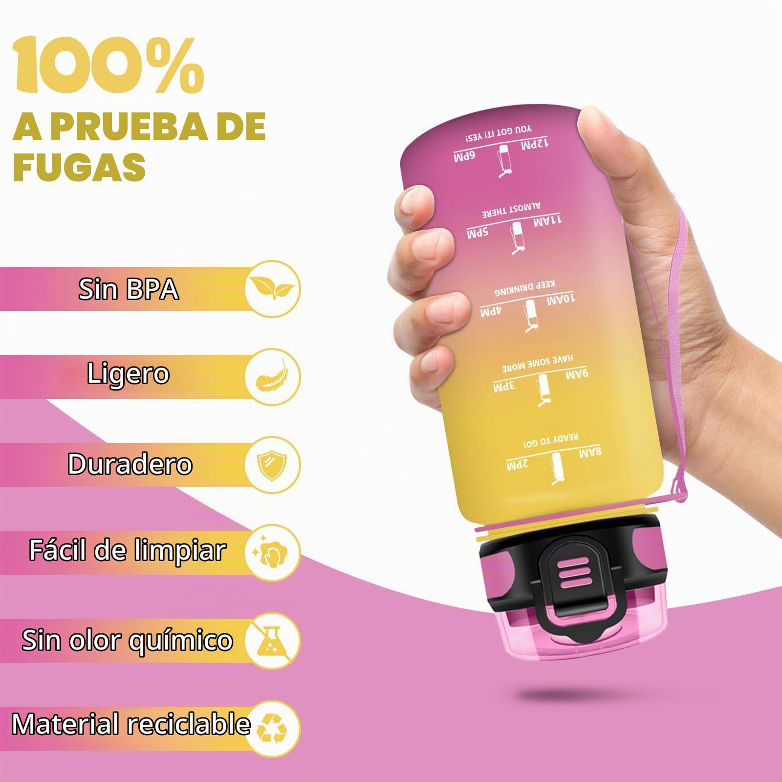 HoneyHolly Botella Agua, 500 ml con Pajita, Botella de Agua, Prueba de Fugas, Botella Agua Niños Colegio, Libre de BPA, Cantimplora para Niños, Deporte, Running, Gimnasio, Bicicleta