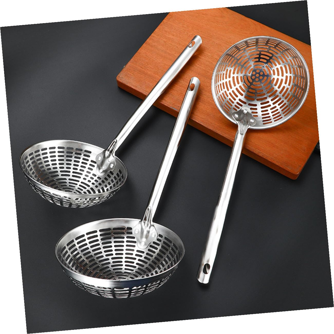 Garneck Colador de Acero Inoxidable para Cocina con Mango Hueco Resistente al Calor, Colador Multifuncional para Pasta y Freír, Utensilio de Cocina Doméstico, Tamaño Medio,