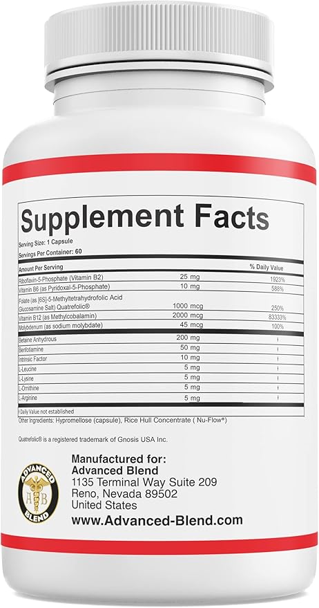 Advanced Blend MTHFR 60 Cápsulas Veganas con Quatrefolic miniatura 2