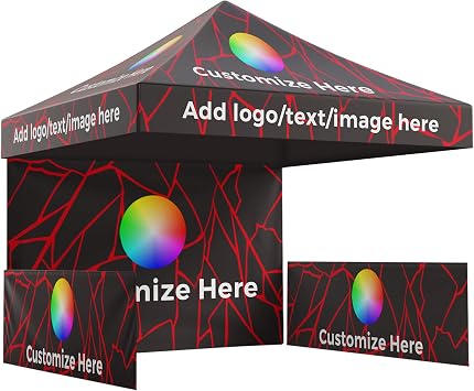 Custom 10x10 Canopy Cover with Logo,Top+Back Wall+2 Half Wall