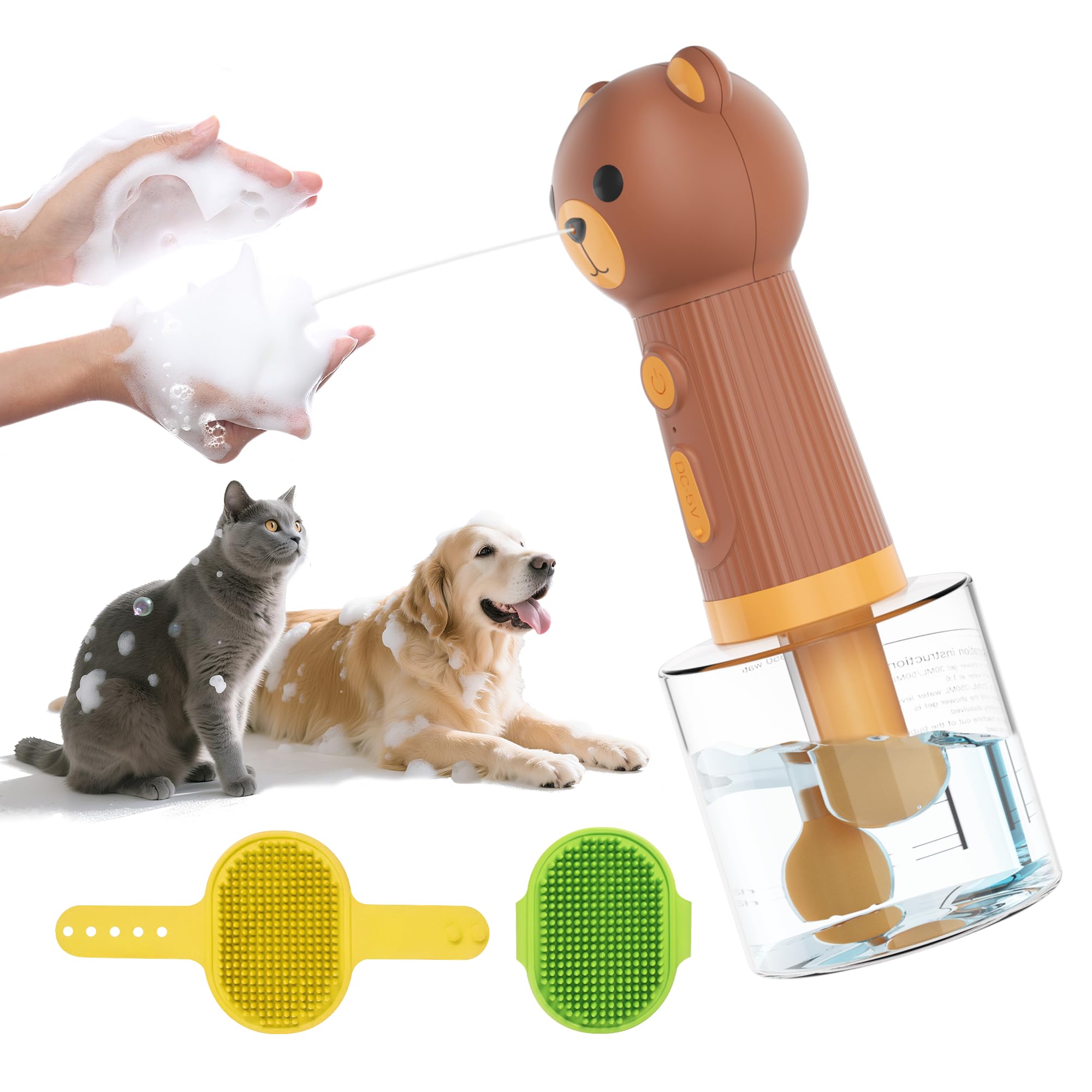 Homrich Dog Shampoo Foamer, Electric Dog Soap Dispenser, Automatic Dog Foam Machine with Shampoo Brush, Dog Washing Equipment - Outdoor Pet Bath Tub Accessories for After Walk Pet Wash