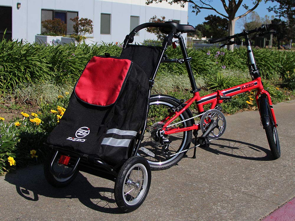 ZiZZO Compact Folding Cargo Bike Trailer with a Free Tote Bag and a