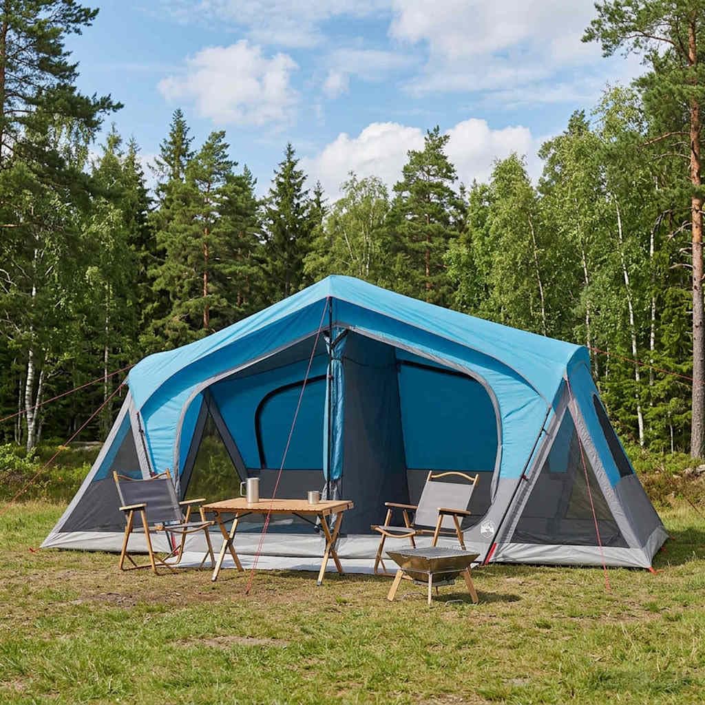 Namiot domkowy niebieski 480 x 273 x 205 cm z poliestru i stali, z stelażem, na kemping, plażę, w podróży, odporny na warunki atmosferyczne
