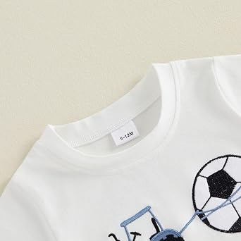 Sasaerucure 乳児 幼児 赤ちゃん 男の子 夏服 半袖 シャツ サッカー Tシャツ ショーツ ボトム 2枚 子供服