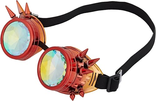Miniatura 83 de Gafas caleidoscopio para raves trippy psicodélico steampunk con lentes de cristal de difracción de prisma arcoíris Negro