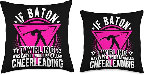 Miniatura 3 de Baton Twirling Gifts For Girls & Majorettes Twirler, Cheerleading Joke, Dance Baton Majorette - Almohada de 18 x 18 pulgadas, multicolor