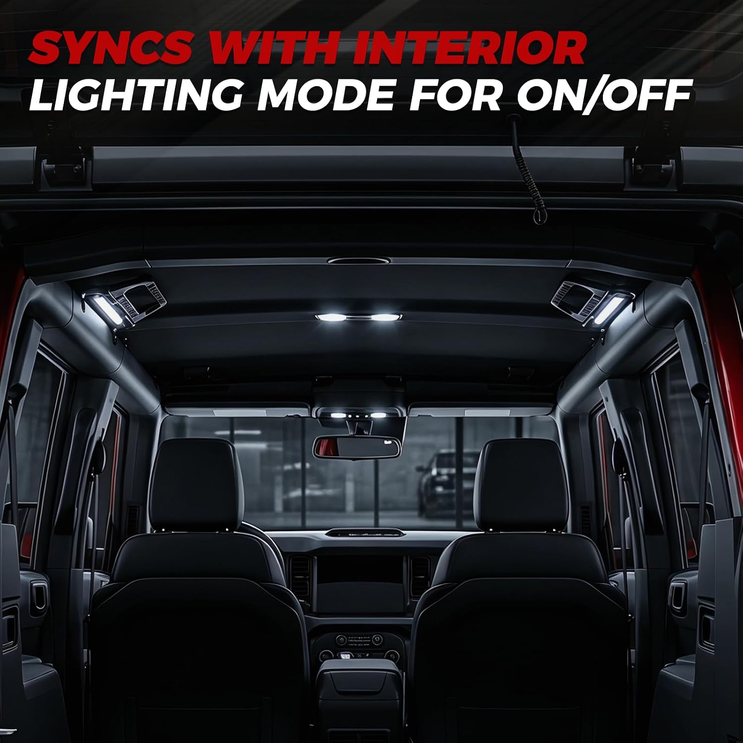 Grab Handles with LED Interior Light Kit, Compatible with Ford Bronco 2021-2026 2/4 Door, Foldable Aluminum Alloy Roll Bar Grab Handles Accessories, 4PCS, (NOT for Raptor/Sport)